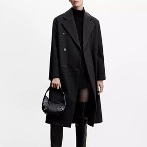 Mango Gray coat 50% wool - XS